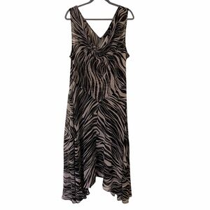 Signature by Robbie Bee Sheer Zebra Print Handkerchief Hem Dress Size 20W